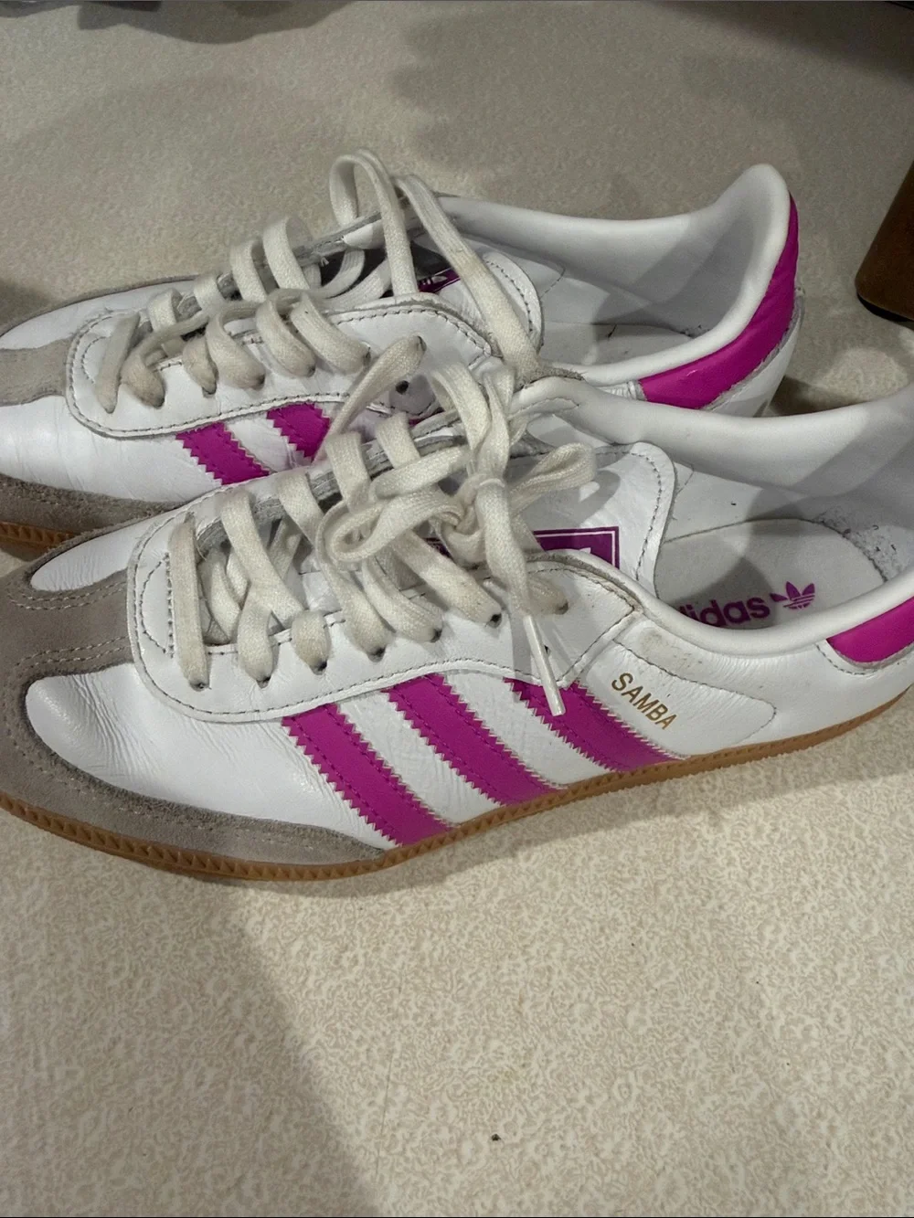 adidas Women's White & Pink Retro Samba Sneakers